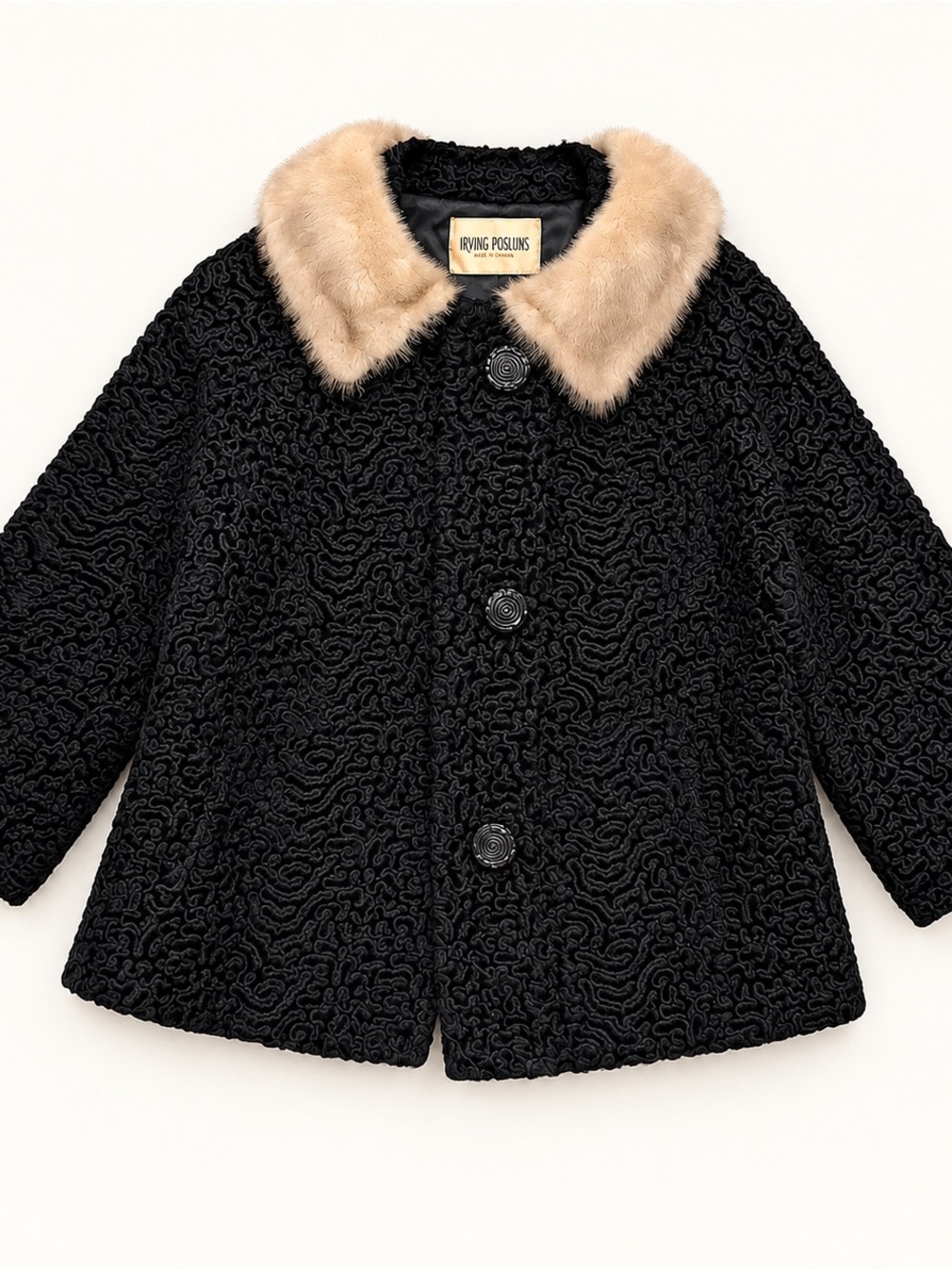 Vintage 1960’s Irving Posluns Black Coat